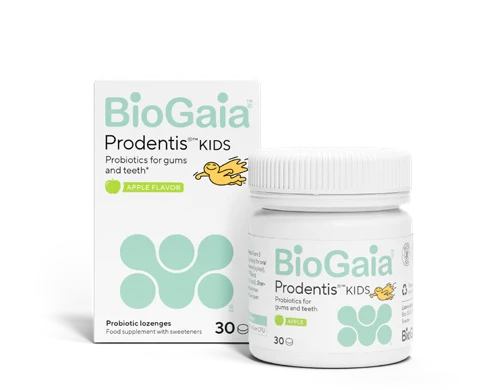 BioGaia Prodentis Kids, askja og glas